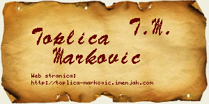 Toplica Marković vizit kartica
